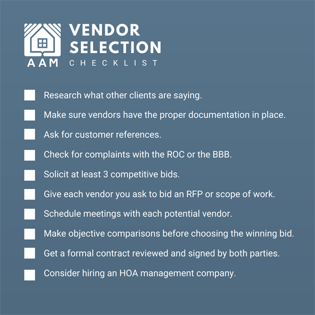 Selecting An HOA Vendor Checklist