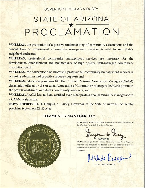 Proclamation Of Community Manager Day - September 22 2016